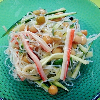 お豆ときゅうりカニカマの春雨サラダ